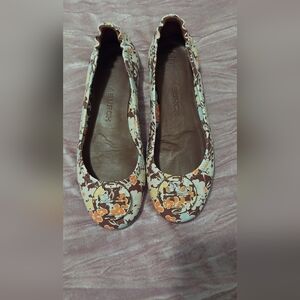 Tory Burch Women's Floral Ballet Flats - Brown and Orange